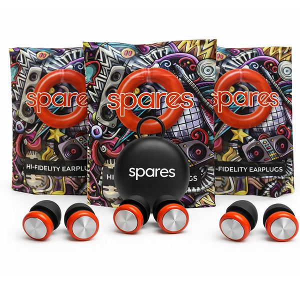 High Fidelity Earplugs for Concerts – 3 Pack – 30dB Noise Reduction – Reusable Silicone, Metal Filter – Spares