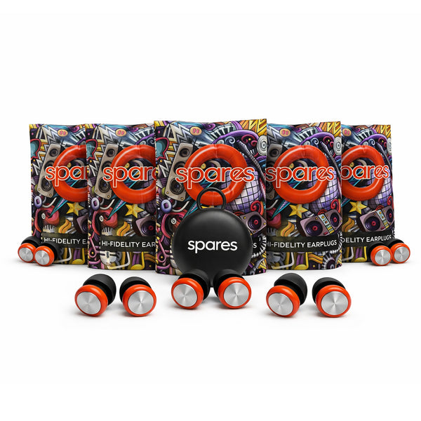 High Fidelity Earplugs for Concerts – 5 Pack – 30dB Noise Reduction – Reusable Silicone, Metal Filter – Spares